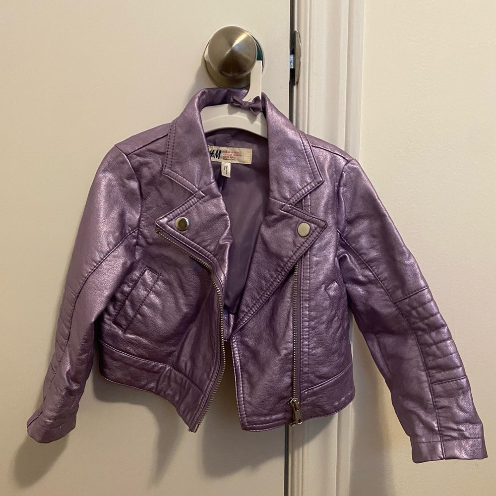 #K34 🔷 | H&M | Toddler Purple Metallic Biker Jacket | 1.5-2 years old